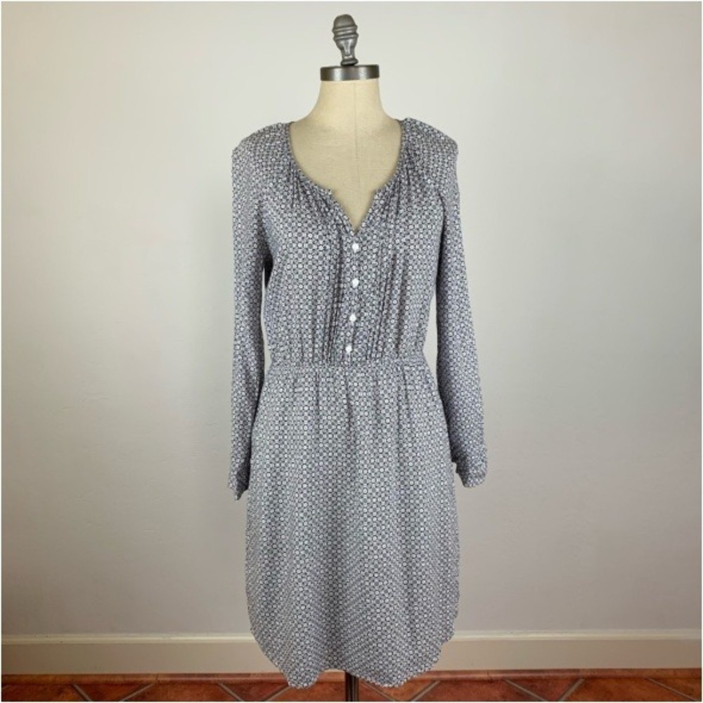 41 Hawthorn Navy White Geometric Medallion Long Sleeve Mini Dress Medium
